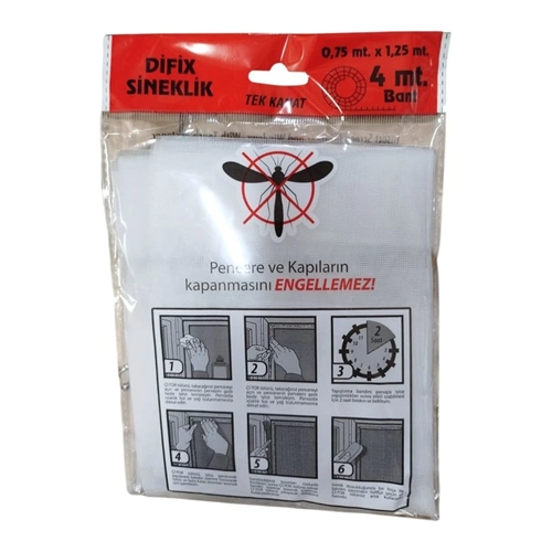 SİNEK TELİ TÜL HAZIR TEK KANAT 0.75*1.25 CM BEYAZ DİFİX