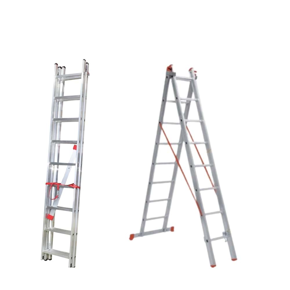 AKROBAT ALÜMİNYUM SÜRGÜLÜ PTT MERDİVEN 2 PARÇA 2X3=6 MT SİLVER