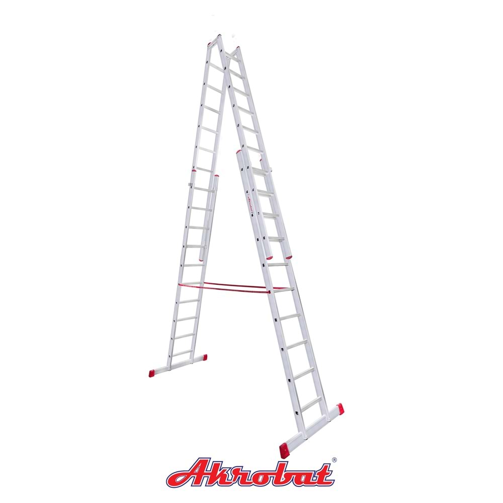 AKROBAT ALÜMİNYUM A TİPİ MERDİVEN 2*4=8 MT SİLVER