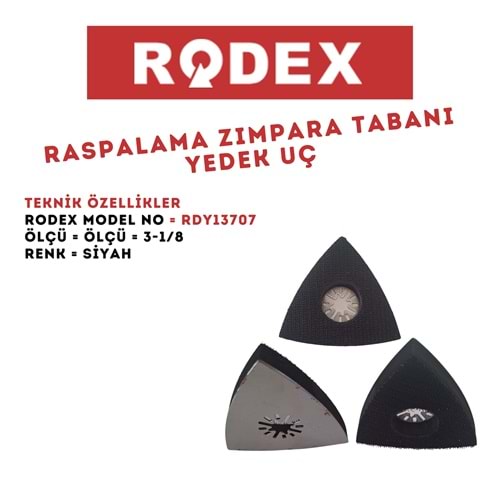 RODEX RASPALAMA ZIMPARA TABANI YEDEK UÇ 3-1/8 SİYAH RDY13707