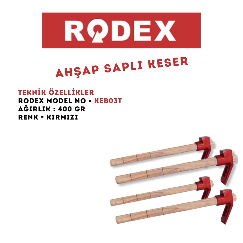 RODEX AHŞAP SAPLI KESER 400 GR KIRMIZI KEB03T