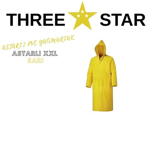 THREE STAR ASTARLI PVC YAĞMURLUK XXL SARI