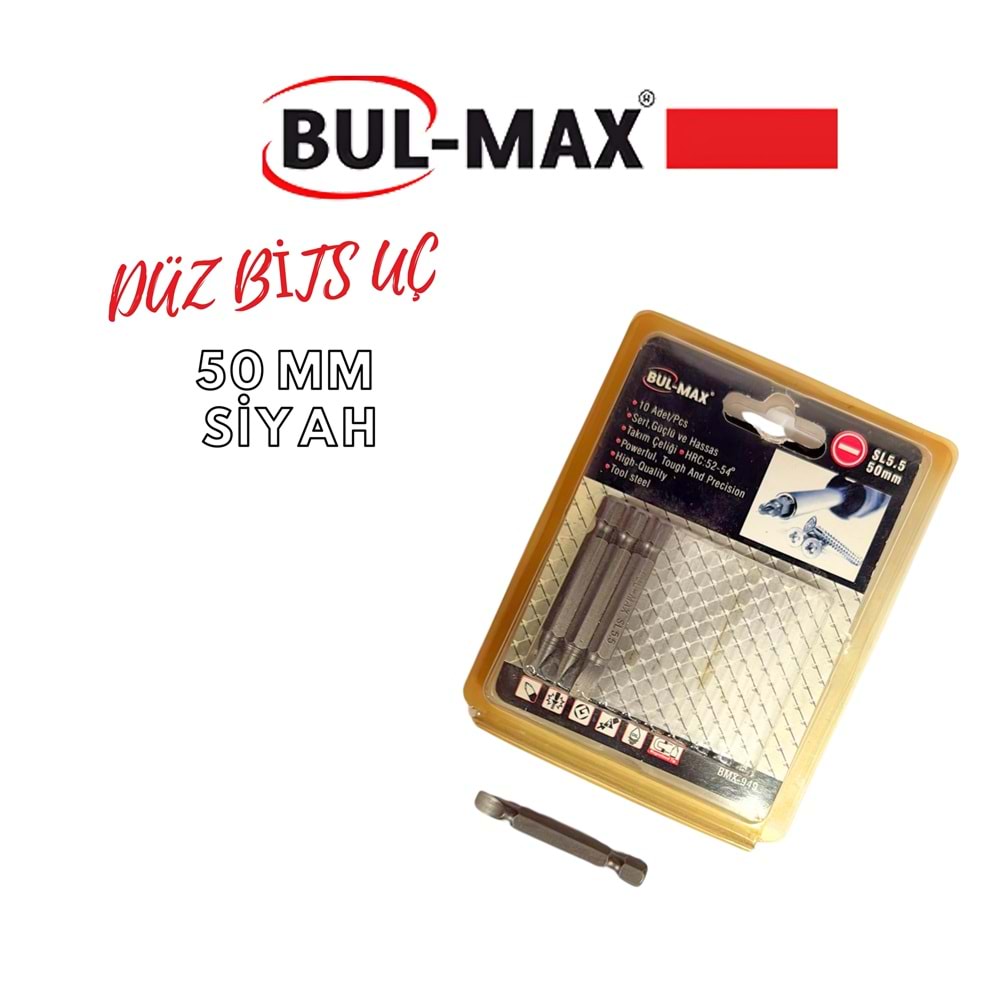 BUL-MAX DÜZ BİTS UÇ 50 MM SİYAH