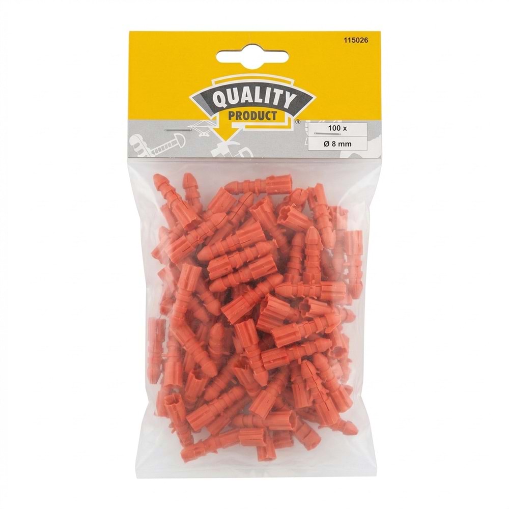 ROPLAX - DÜBEL PAKET-100 ADET-8 MM-QUALİTY-KIRMIZI