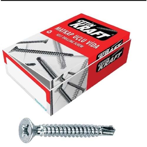 TRAPEZ VİDASI MATKAP UÇLU 4.2*19 MM KROM ÇETİN KRAFT